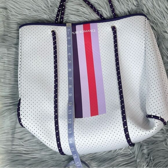 Pure Romance Pink and White Canvas Tote Bag with Stripes - Picture 4 of 8